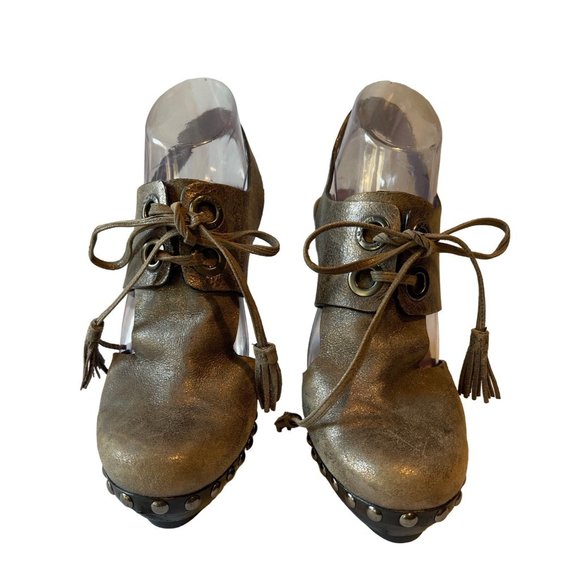 Coach Poppy Collection Women's Rena Shoes Gunmetal Heel 9.5B Leather Upper Tasse - Picture 3 of 7